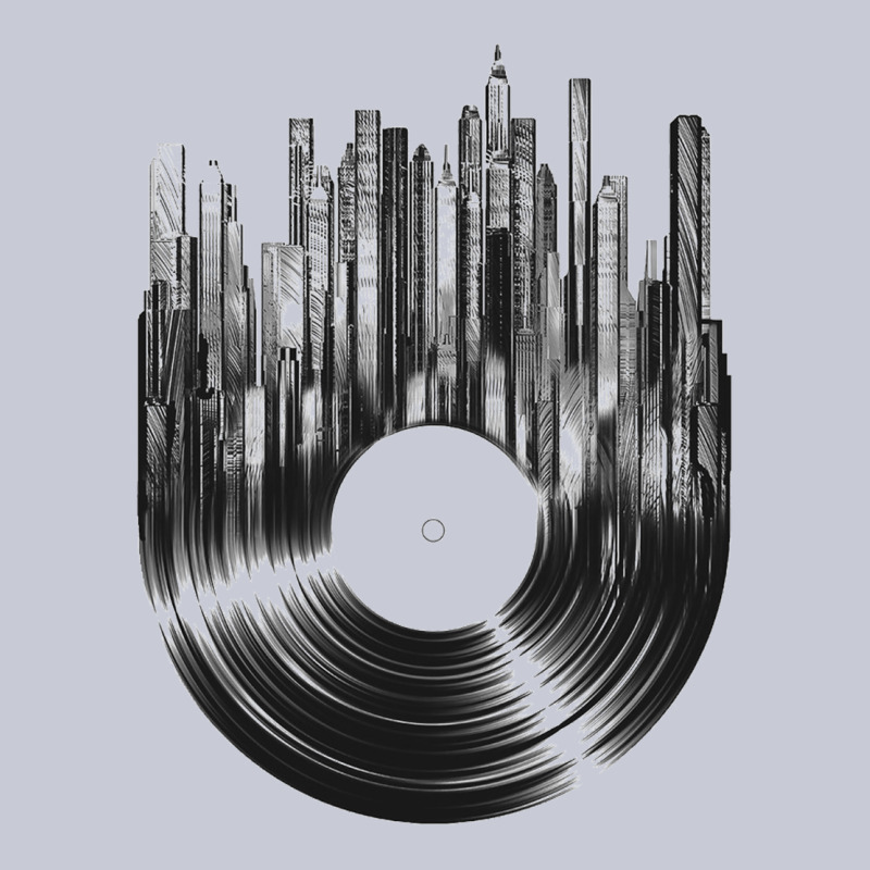 Vinyl Record Cityscape Heavyweight Hoodie by linhVisuals | Teevron
