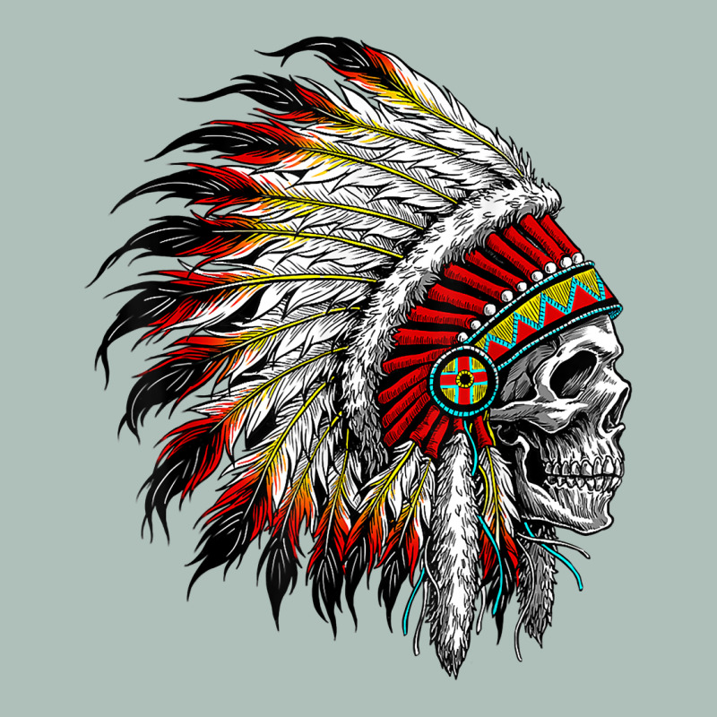 Native American Indian Chief Skull Motorcycle Headdress  T Shirt Heavyweight Hoodie by linhVisuals | Teevron