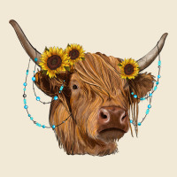 Highland Cow With Sunflowers Turquoise Premium Tee | Teevron