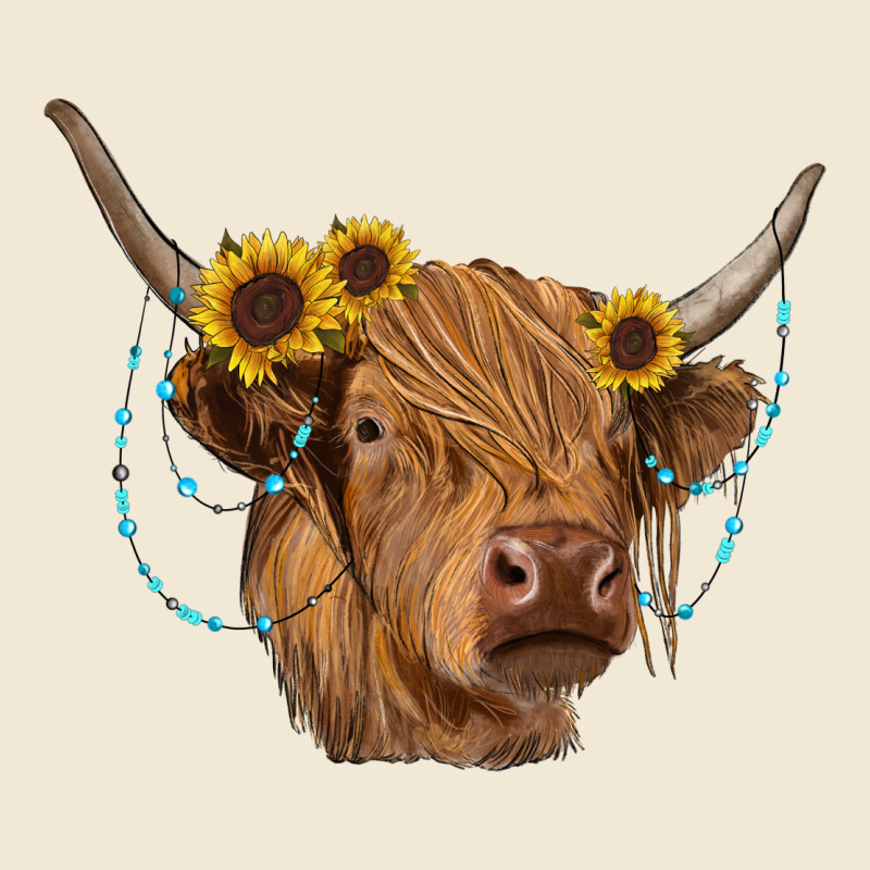 Highland Cow With Sunflowers Turquoise Premium Tee by RanaPortraitStore | Teevron