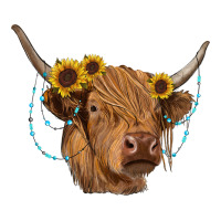 highland cow with sunflowers turquoise | Teevron