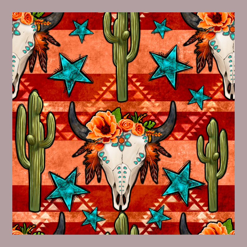 Bull Skull Cactus Seamless Pattern Vintage Hoodie by BundleAndBundleShop | Teevron