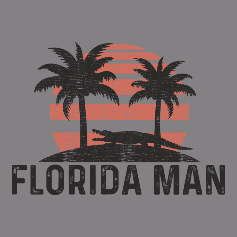 Florida Man State Funny Meme Vintage Palm Trees And Sunset Retro Sun Heavyweight Hoodie by linhVisuals | Teevron