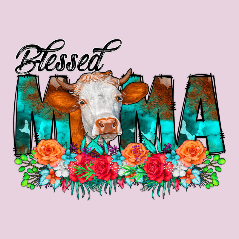 Blessed Mama Flowers Cow Ladies Tee by CowCowDesign | Teevron