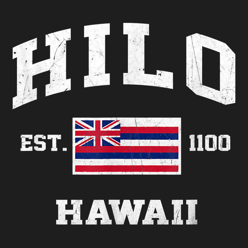 Hilo Hawaii Hi Vintage State Athletic Style T Shirt Heavyweight Hoodie by linhVisuals | Teevron