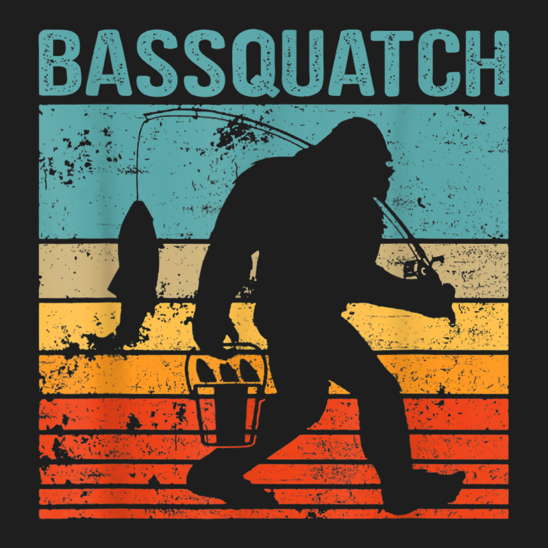 Bassquatch! Funny Bigfoot Fishing Outdoor Retro Heavyweight Hoodie by linhVisuals | Teevron