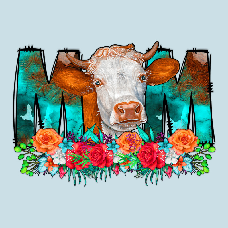 Cow Mom Turquoise Tooled Leather Flowers Ladies Tee by CowCowDesign | Teevron