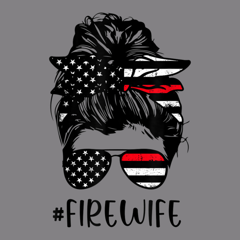 Fire Wife Messy Bun Firefighter Wife Thin Red Line Husband Heavyweight Hoodie by linhVisuals | Teevron