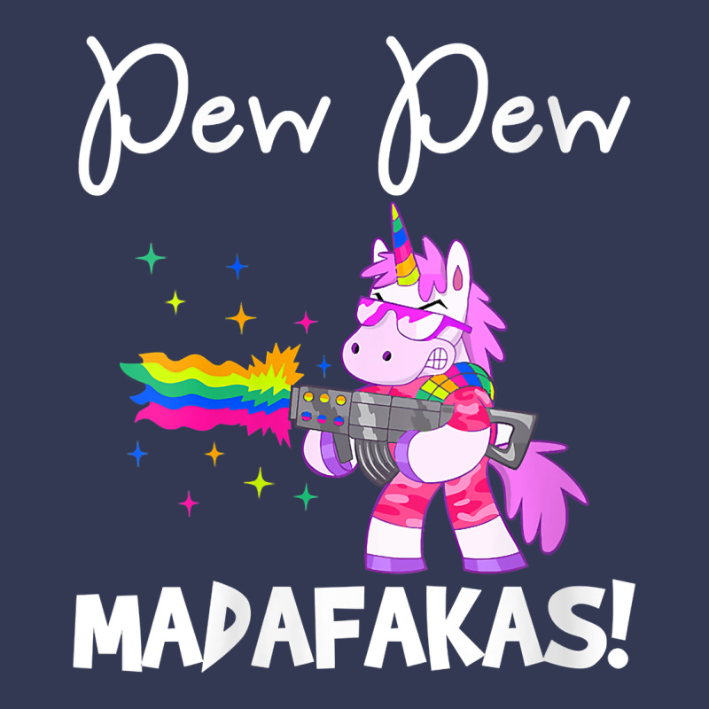 Womens Pew Madafakas Funny Fantasy Unicorn With Rainbow Gun   White V Heavyweight Hoodie by linhVisuals | Teevron