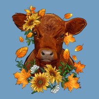 Fall Red Angus Calf Dried Leaves And Sunflowers Urban Heavy Tee | Teevron