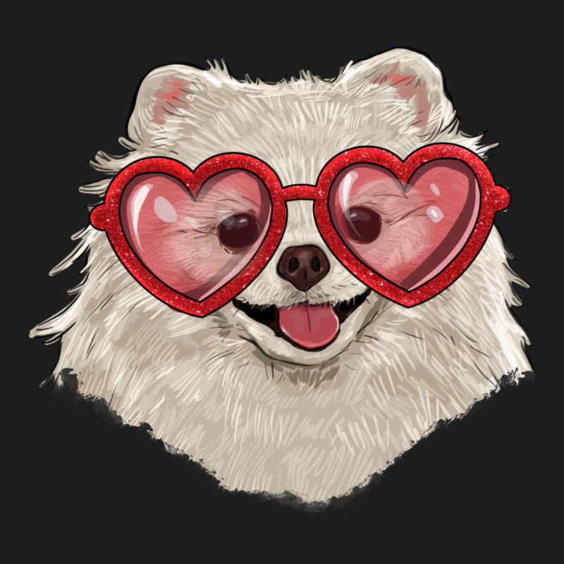 White Pomeranian With Love Glasses Classic Tee by RanaPortraitStore | Teevron