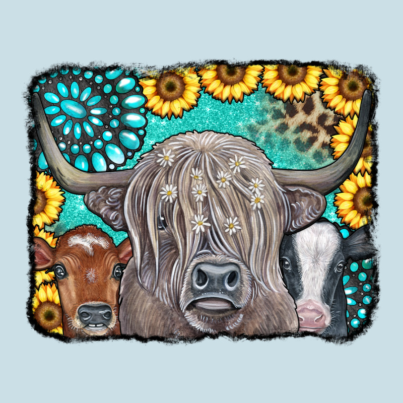 Cows Glitter Turquoise Leopard Sunflowers Ladies Tee by CowCowDesign | Teevron