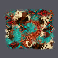 Aztec Turquoise Glitter Cowhide  Tooled Leather Ba Vintage Hoodie | Teevron