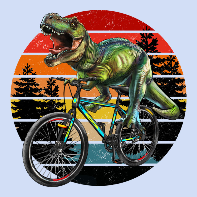 T Rex Dinosaur Riding Bicycle With Retro Forest Sunset Urban Hoodie by RanaPortraitStore | Teevron