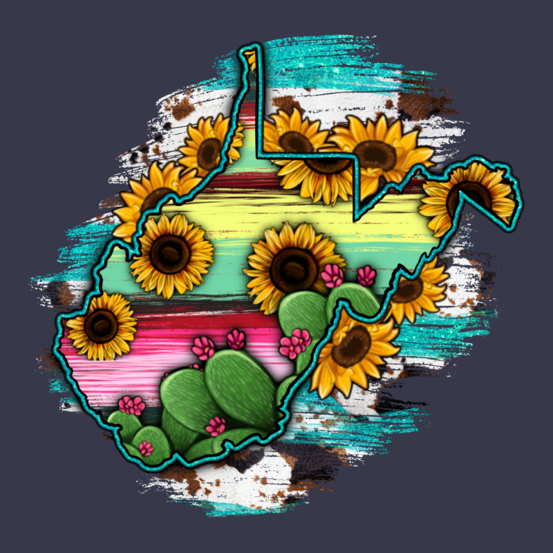 West Virginia Map Sunflower Cactus Serape Long Sleeve Tee by RanaPortraitStore | Teevron