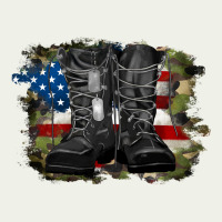 American Flag With Army Boots Urban Heavy Tee | Teevron