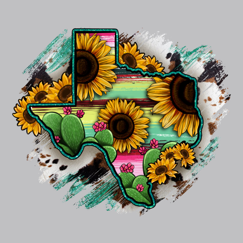 Texas Map Sunflower Cactus Serape Long Sleeve Tee by RanaPortraitStore | Teevron