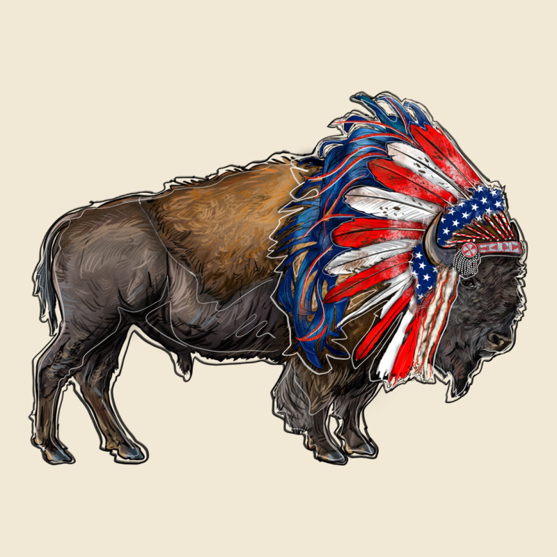 American Bison With Indian Headdress Premium Tee by RanaPortraitStore | Teevron
