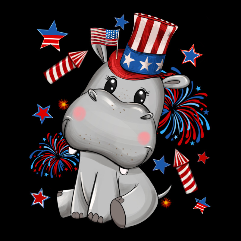 Fourth Of July Hippopotamus Premium Tee by CowGirlArtShop | Teevron