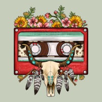 Bull Skull Sunflower Floral Cassette Long Sleeve Tee | Teevron