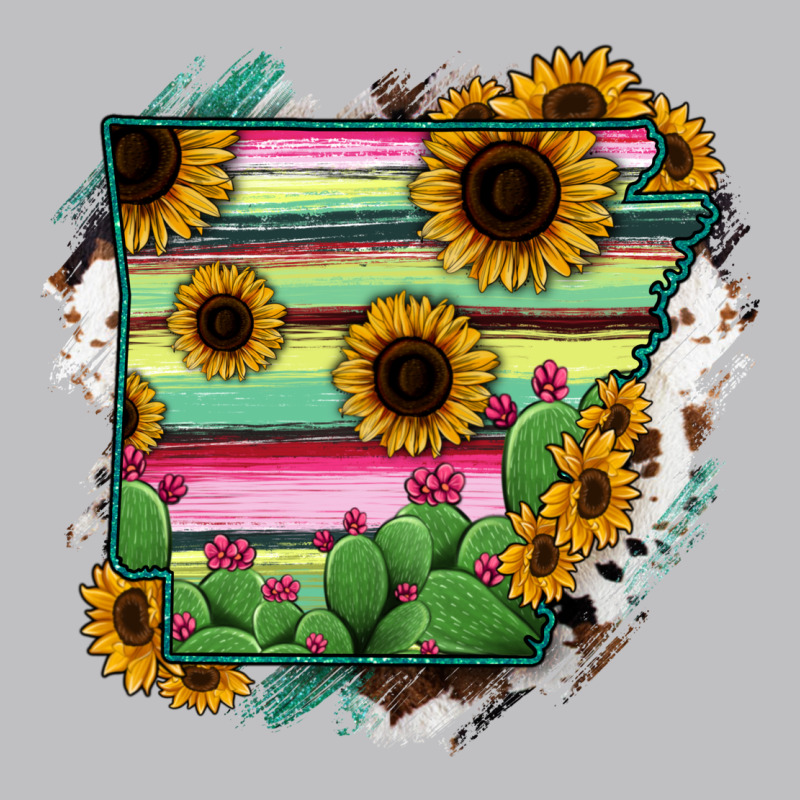 Arkansas Map Sunflower Cactus Serape Long Sleeve Tee by RanaPortraitStore | Teevron