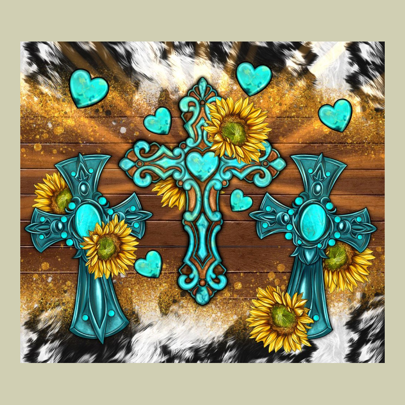 Western Crosses And Sunflowers Heavy Core Tee by TumblerDesignByShophia | Teevron