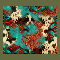 Serape Turquoise Glitter Cowhide  Tooled Leather  Tumbler Long Sleeve Tee | Teevron