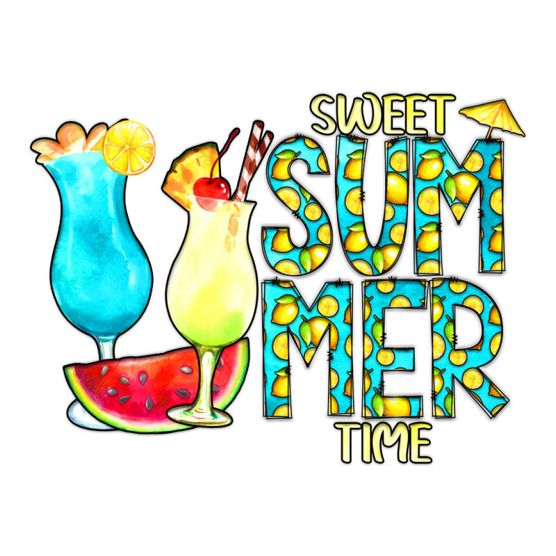 Sweet Summer Time Turquoise Yellow Ladies Tee by CowCowDesign | Teevron