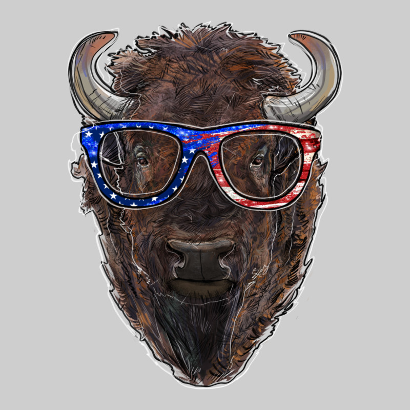 Bison With American Flag Glasses Premium Tee by RanaPortraitStore | Teevron