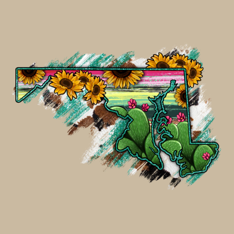 Maryland Map Sunflower Cactus Serape Long Sleeve Tee by RanaPortraitStore | Teevron