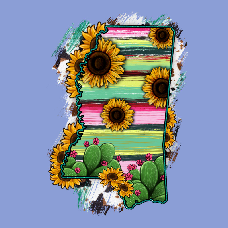 Mississippi Map Sunflower Cactus Serape Long Sleeve Tee by RanaPortraitStore | Teevron