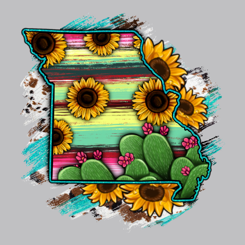 Missouri Map Sunflower Cactus Serape Long Sleeve Tee by RanaPortraitStore | Teevron