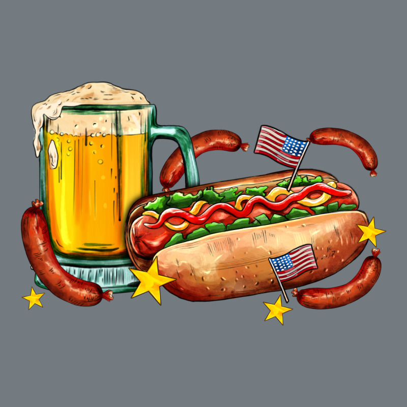 Hot Dog And Beer With Stars And Usa Flags Heavyweight Sweatshirt by AdoDesignShop | Teevron