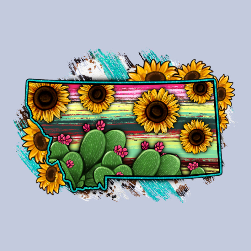 Montana Map Sunflower Cactus Serape Long Sleeve Tee by RanaPortraitStore | Teevron
