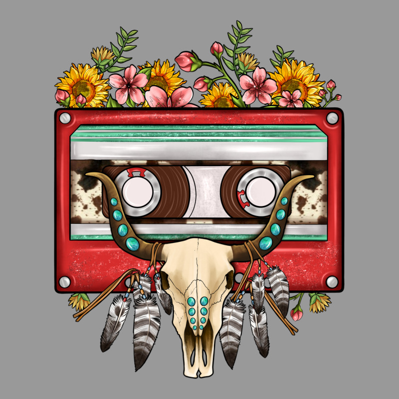 Bull Skull Sunflower Floral Cassette Vintage Hoodie by FaDigitalArtStudio | Teevron