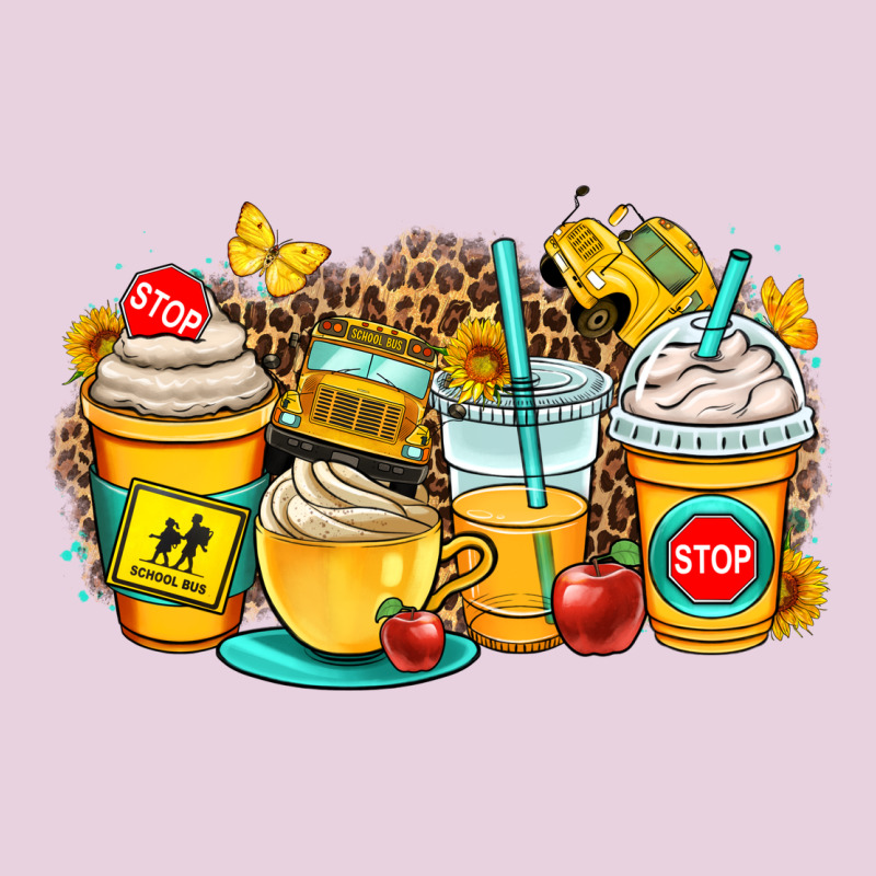 School Bus Coffee Cups Ladies Tee by OliviaCreatesArt | Teevron