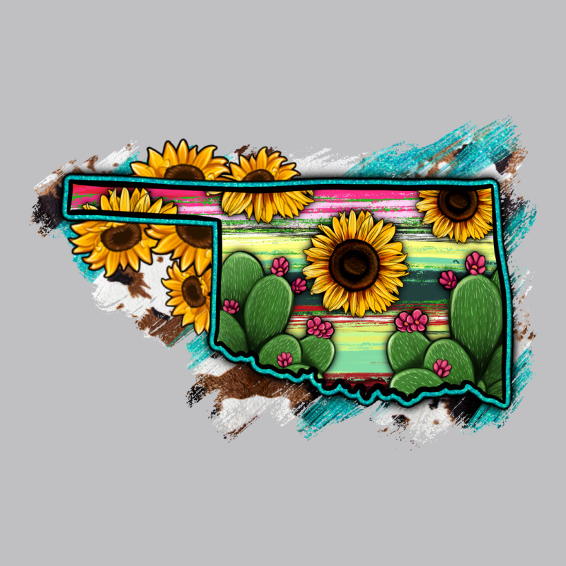 Oklahoma Map Sunflower Cactus Serape Long Sleeve Tee by RanaPortraitStore | Teevron