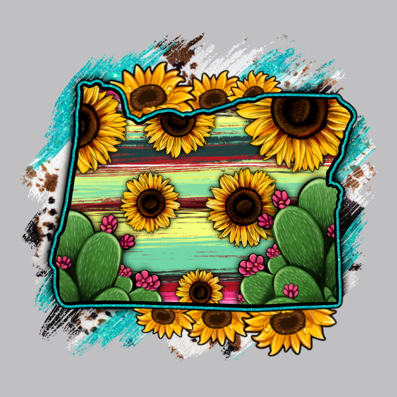 Oregon Map Sunflower Cactus Serape Long Sleeve Tee by RanaPortraitStore | Teevron