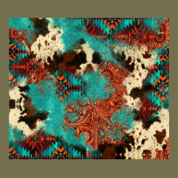 Serape Turquoise Glitter Cowhide  Tooled Leather  Tumbler Vintage Hoodie | Teevron