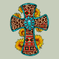 Gemstone Sunflower Leopard Cross Ladies Tee | Teevron