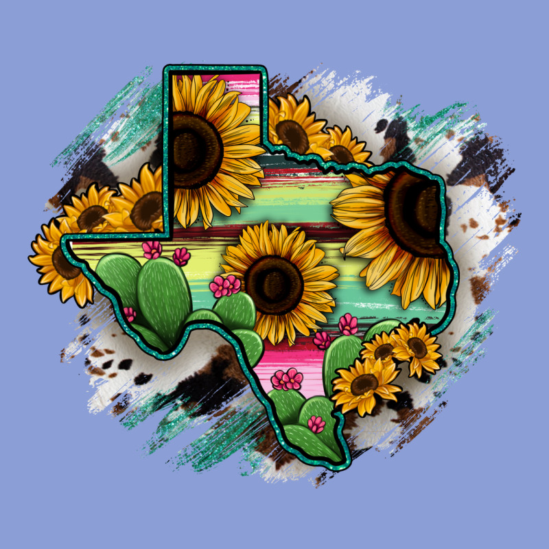 Texas Map Sunflower Cactus Serape Long Sleeve Tee by RanaPortraitStore | Teevron