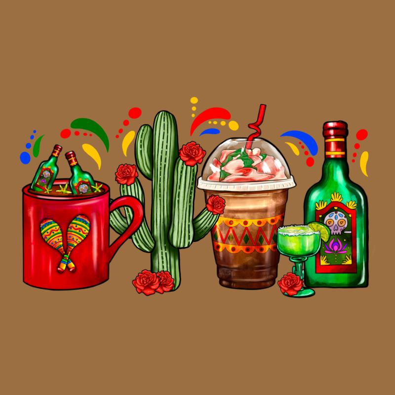 Mexico Coffee Cups With Cactus And Tequila Bottle Vintage Tee by FaDigitalArtStudio | Teevron