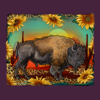 Western Bison With Sunset Background Premium Tee | Teevron