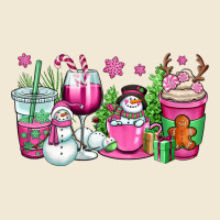 Pink Christmas Snowman Coffee Cups Ladies Tee | Teevron