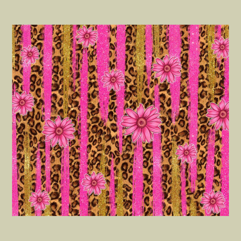 Glitter Pink Stripe Leopard Pattern With Flowers Heavy Core Tee by TumblerDesignByShophia | Teevron