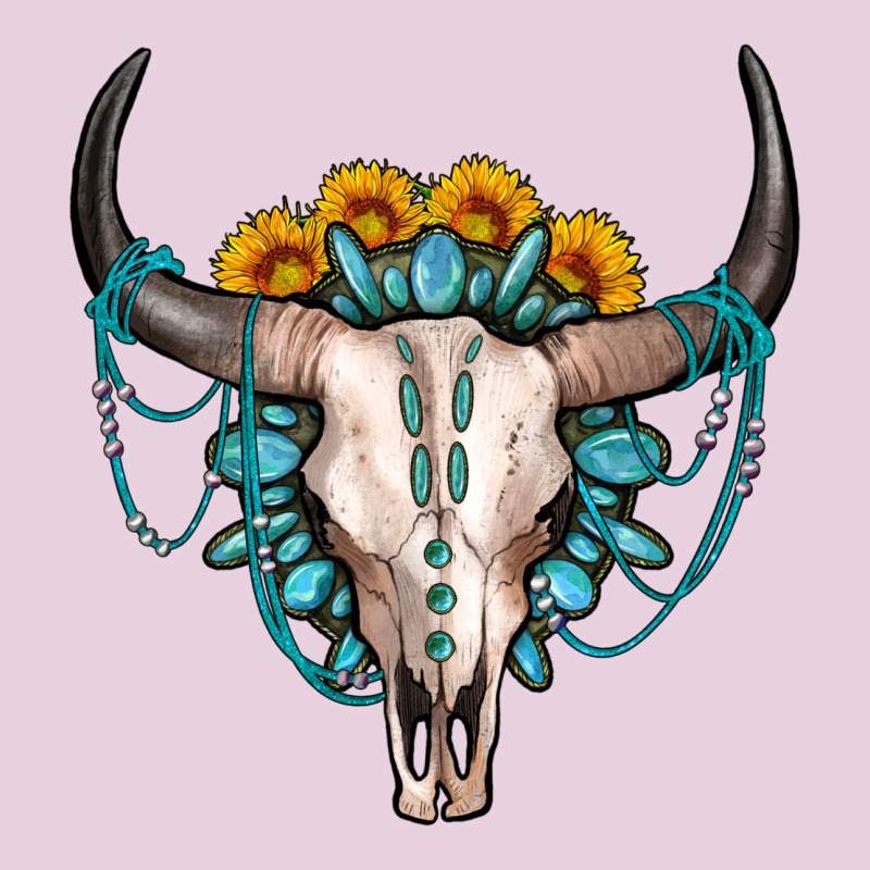 Sunflower Gemstone Bull Skull Ladies Tee by OliviaCreatesArt | Teevron