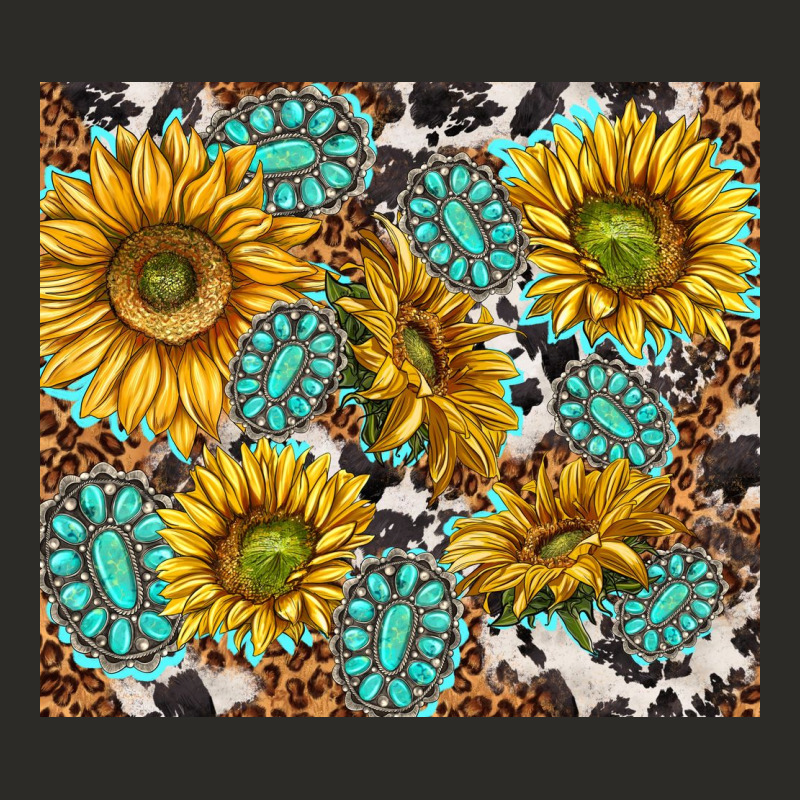 Turquoise Sunflowers With Gemstones Heavy Core Tee by TumblerDesignByShophia | Teevron