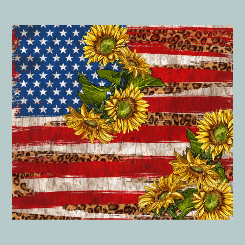 American Flag Sunflowers With Leopard Heavy Core Tee by TumblerDesignByShophia | Teevron