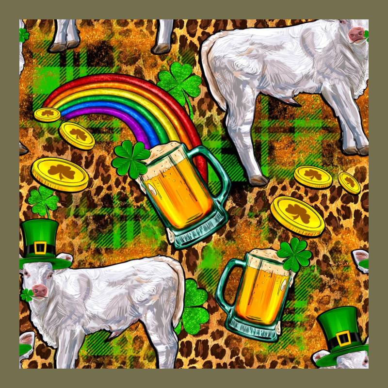 St. Patricks Cow With Rainbow And Beer Seamless Vintage Hoodie by FaDigitalArtStudio | Teevron