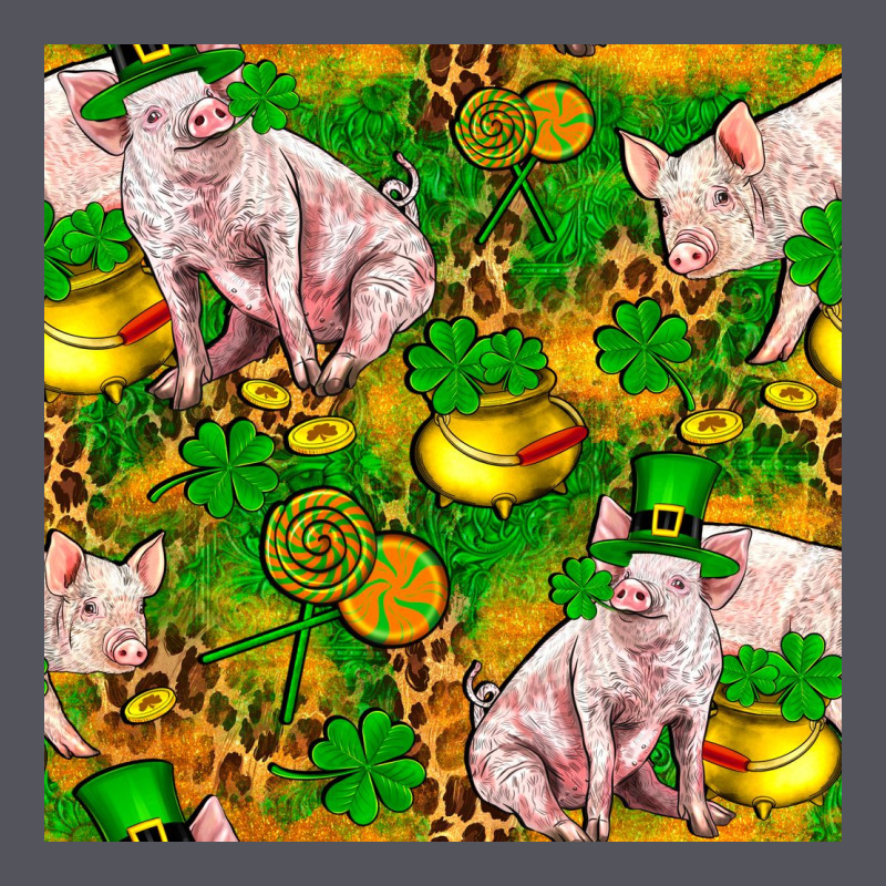 St Patricks  Day Pig With Candy And Pot Of Gold  Seamless Pattern Vintage Hoodie by FaDigitalArtStudio | Teevron